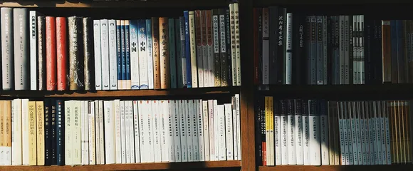 Bookshelf with books